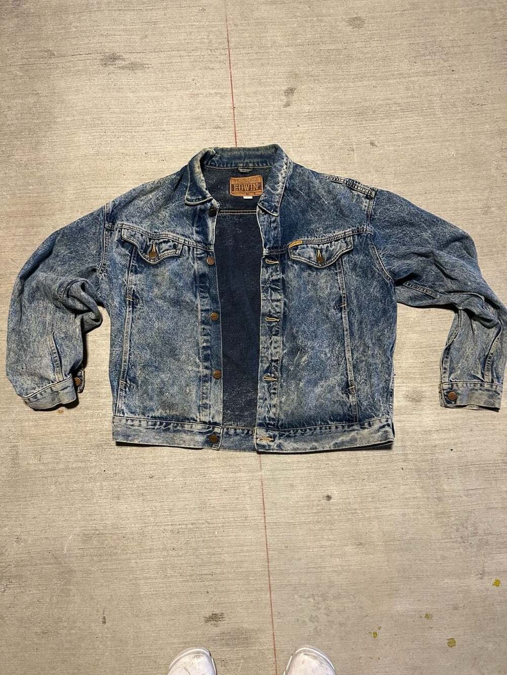 Edwin Vintage Acid Wash Denim Big Jacket Size L Made in Japan